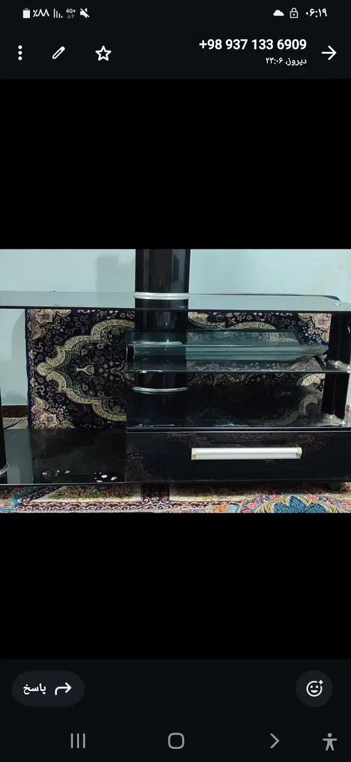 میز  ال‌سی‌دی  شیشه‌‌ای ۴ میلی‌متری دودی|میز تلویزیون|بندر امام خمینی, |دیوار