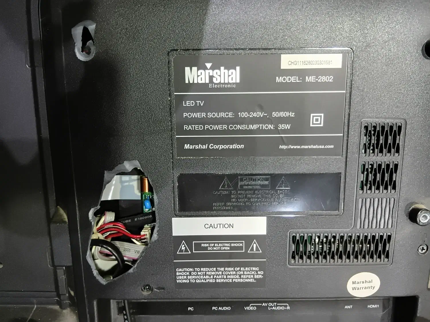 تلوزیون مارشال ۲۸ اینچ|تلویزیون و پروژکتور|آستارا, |دیوار