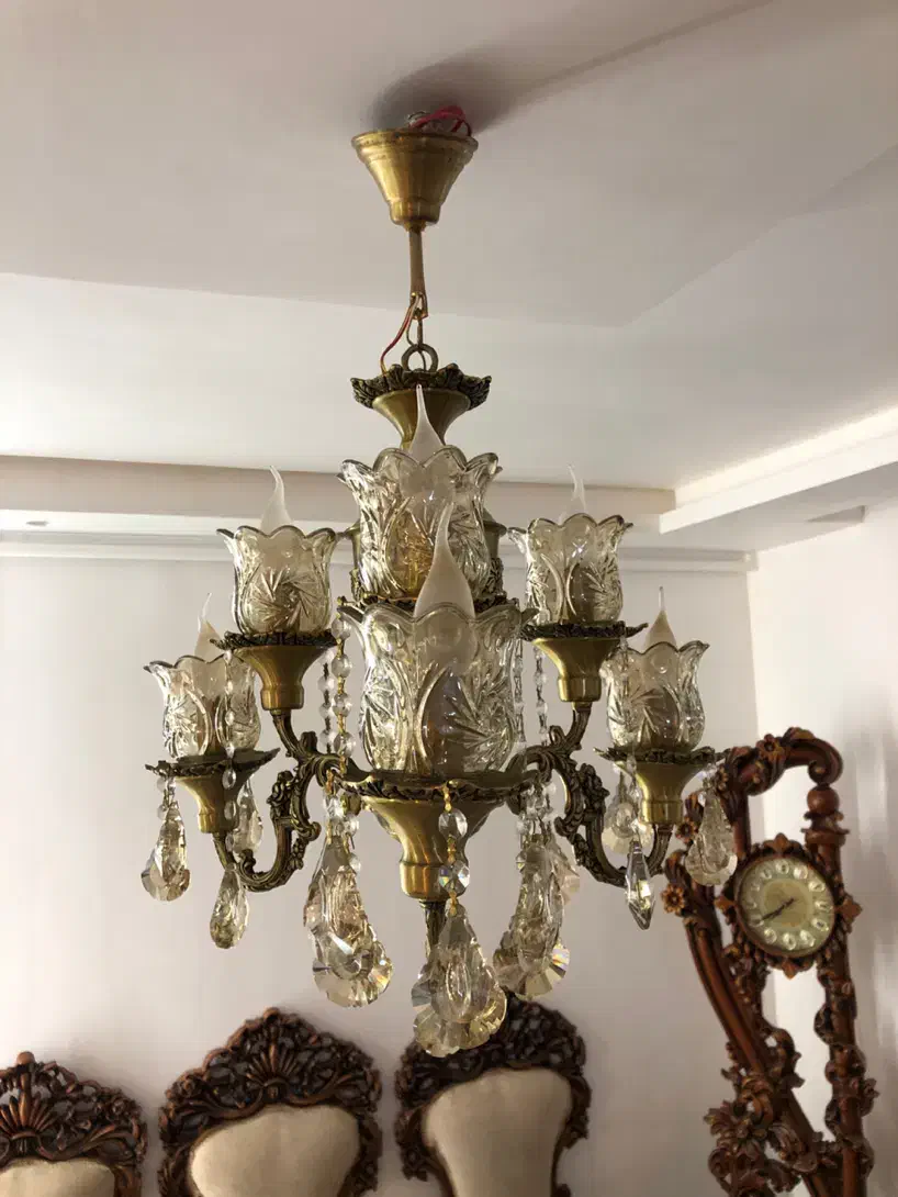 ۳ عدد لوستر برنزی ۶ شاخه|لوستر و چراغ آویز|همدان, |دیوار