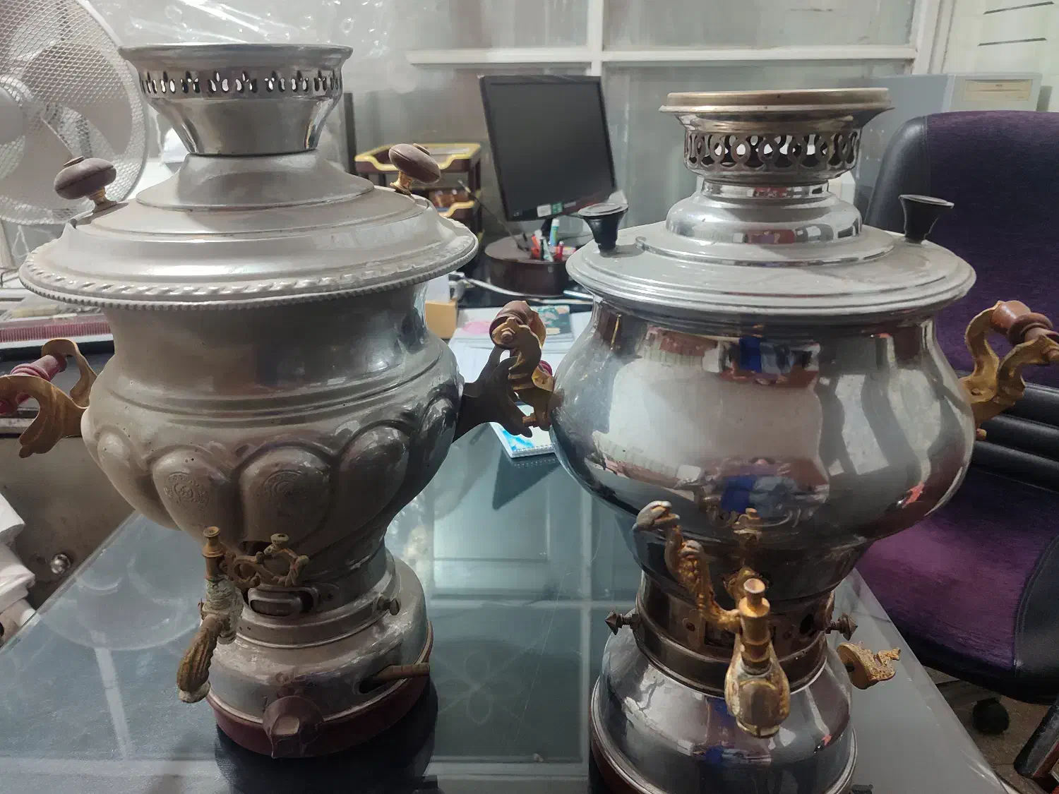 دو سماور بزرگ|سماور، چای‌ساز، قهوه‌ساز|شهرکرد, |دیوار