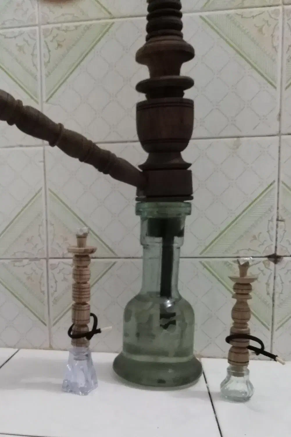 قلیون دکوری چوبی.جاعودی شعمدان.گلدان چوبی|زیورآلات و اکسسوری|مشهد, شهید معقول|دیوار