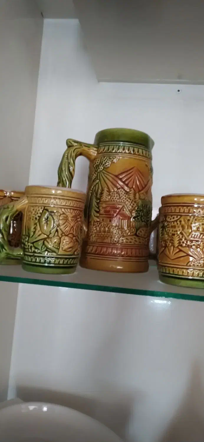 پارچ و لیوان قدیمی|کلکسیون اشیاء عتیقه|گنبد کاووس, |دیوار