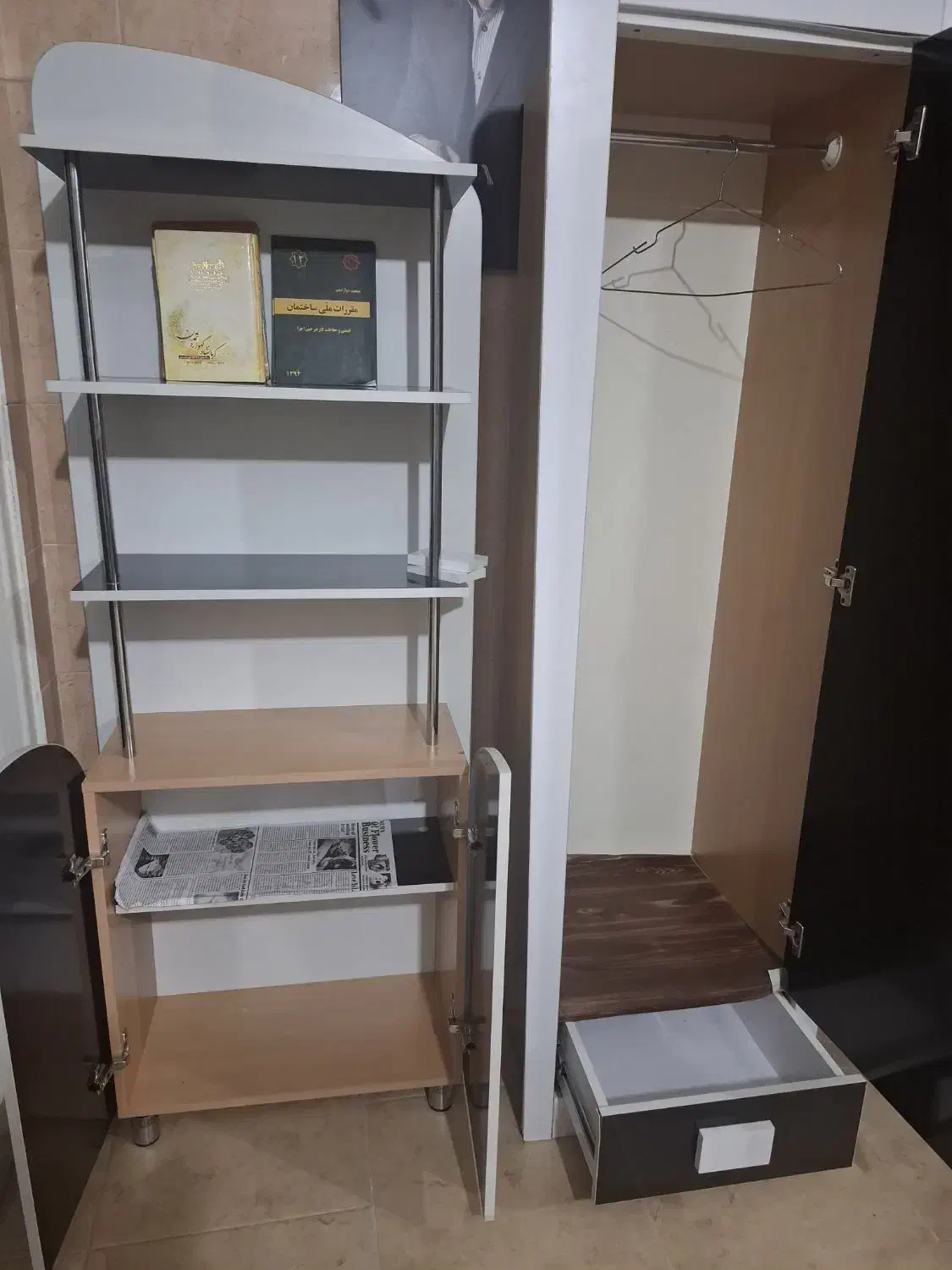 کمد لباس و کتابخانه|کتابخانه، شلف، قفسه‌های دیواری|کرمانشاه, |دیوار