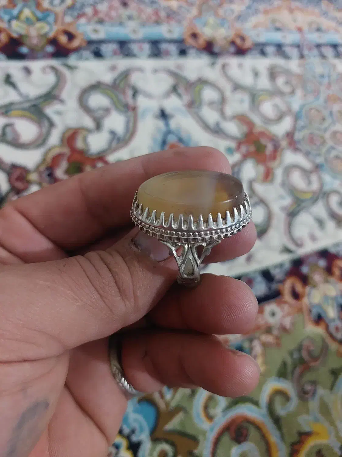 انگشتر نقره عقیق عسلی|جواهرات|خمین, |دیوار