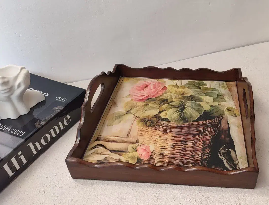 سینی چوبی رزینی|ظروف سرو و پذیرایی|قم, بلوار امین و ساحلی|دیوار