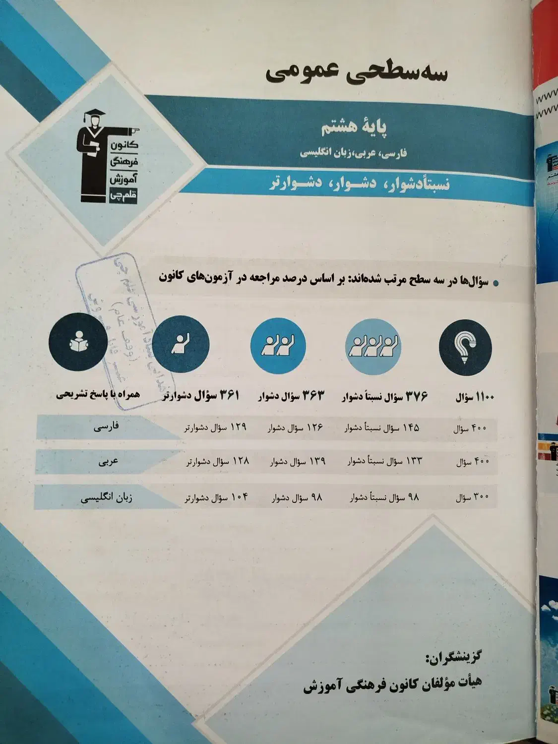 کتاب سه سطحی عمومی پایه هشتم|کتاب و مجله آموزشی|باخزر, |دیوار