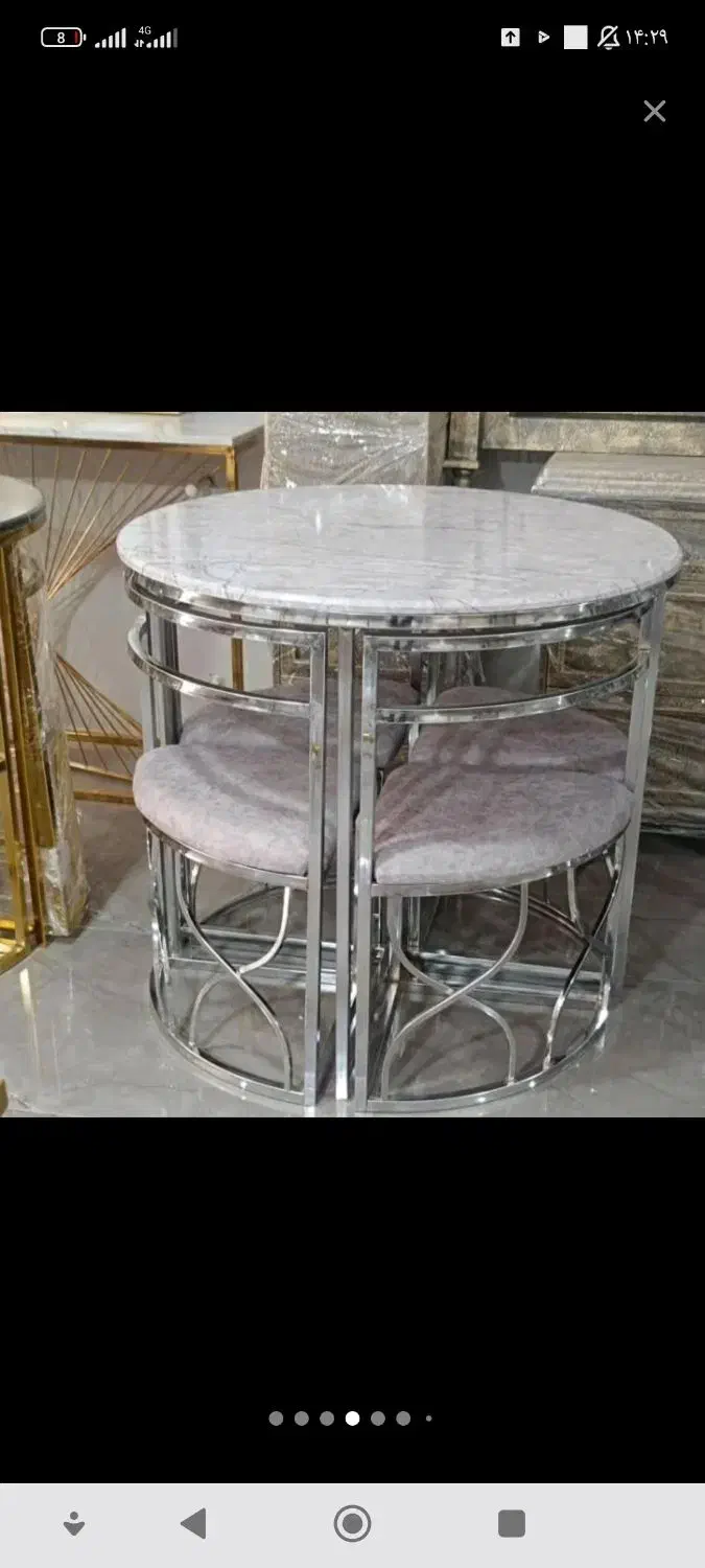 میزنهارخوری فلزی کم جا آبکاری فوریتک|میز و صندلی غذاخوری|قروه, |دیوار