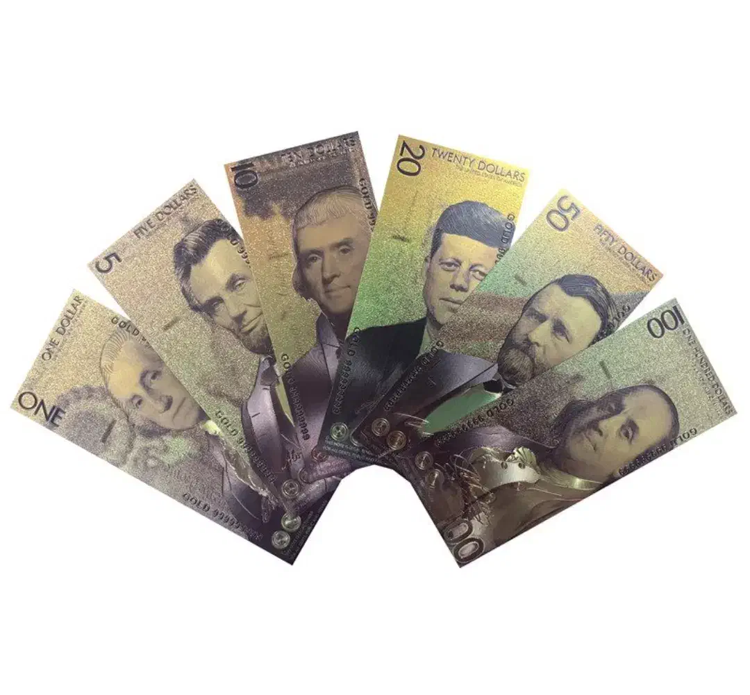 مجموعه 6عددی اسکناس دلار تزیینی کلکسیونی آب طلا|کلکسیون سکه، تمبر، اسکناس|کرج, شهرک بنفشه|دیوار