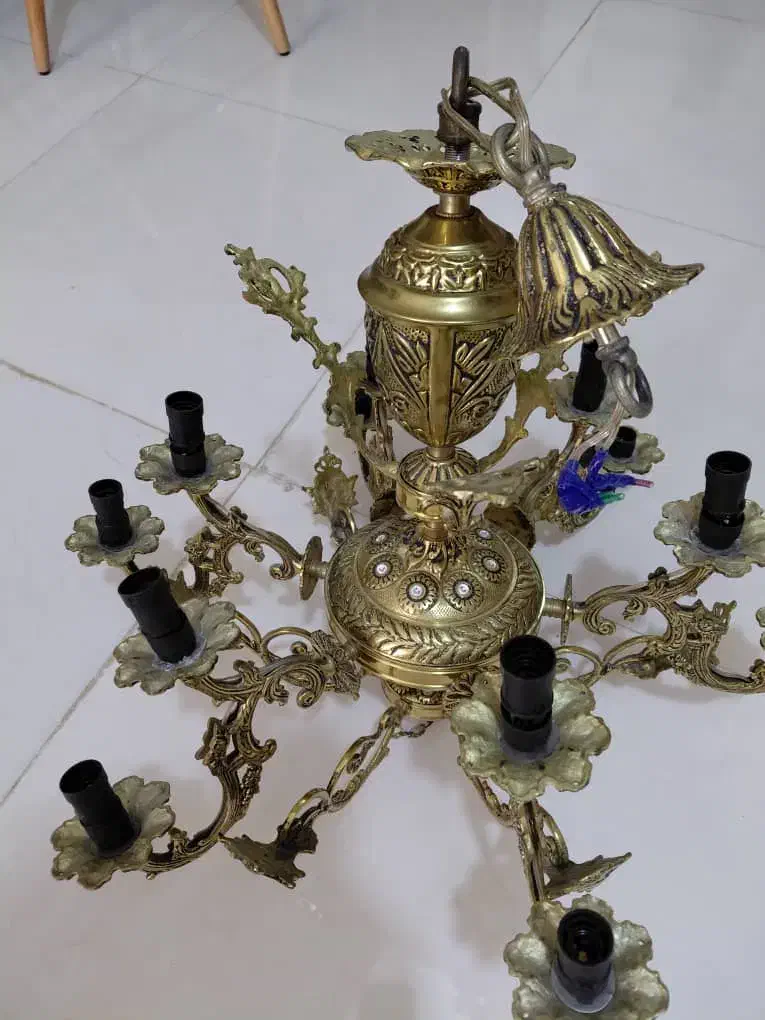 لوستر برنجی 6شاخه|لوستر و چراغ آویز|گلستان (تهران), |دیوار