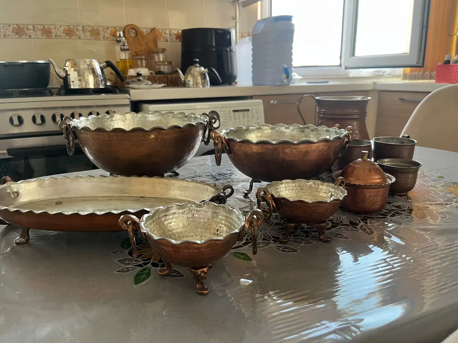 ظروف مسی شیک|ظروف سرو و پذیرایی|میانه, |دیوار