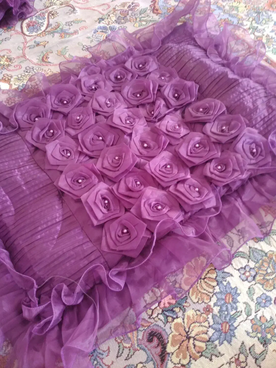 رو تختی نو بسیار کارشده رنگ بنفش تیره|رختخواب، بالش، پتو|قائمشهر, |دیوار