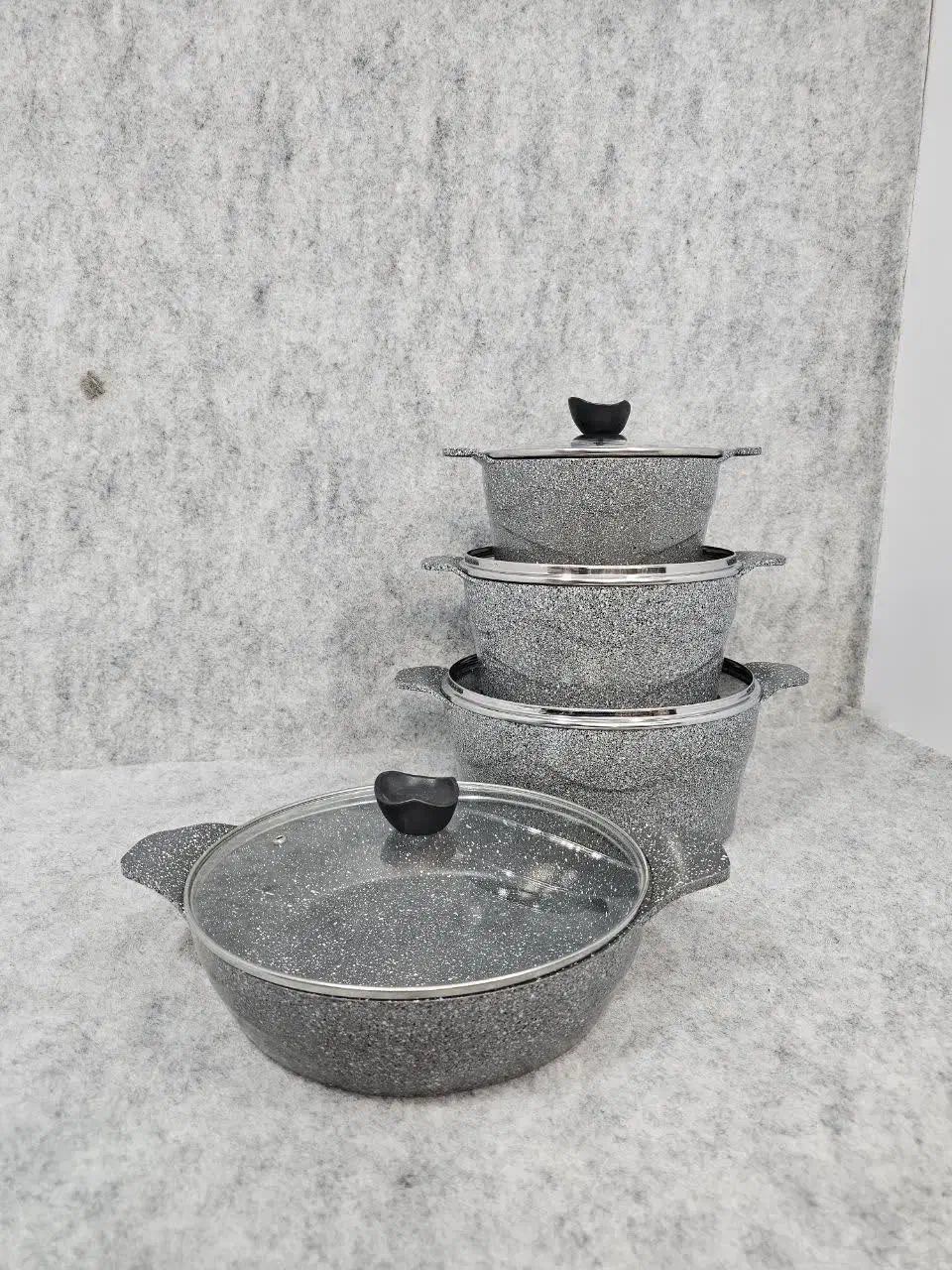 سرویس قابلمه وتابه ۸پارچه چدن گرانیت کف رینگی|ظروف پخت‌وپز|قم, ولیعصر|دیوار