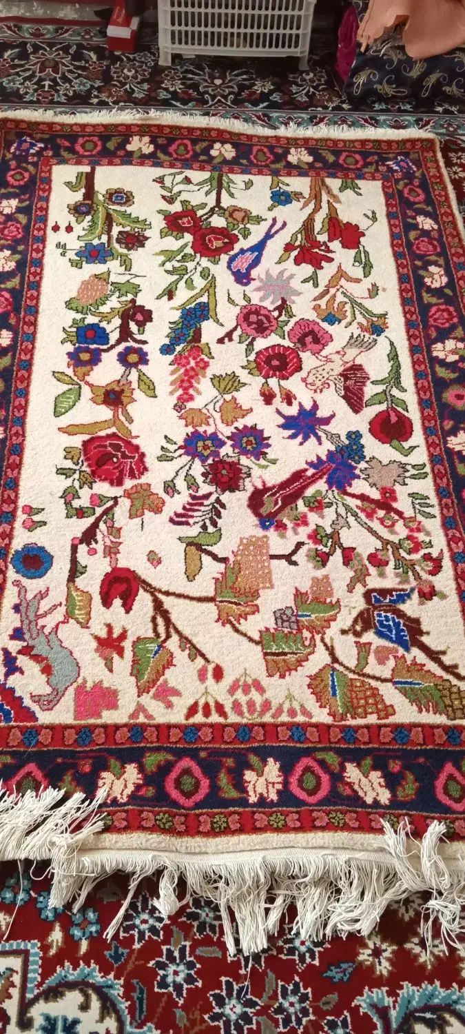 فرش نو دستباف طرح گل و بلبل|فرش|باوله, |دیوار