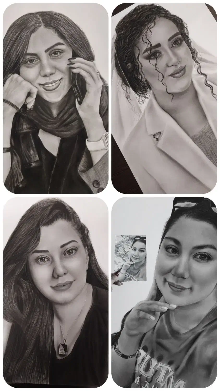 سفارش نقاشی چهره سیاهقلم|تابلو، نقاشی، عکس|کرمان, |دیوار