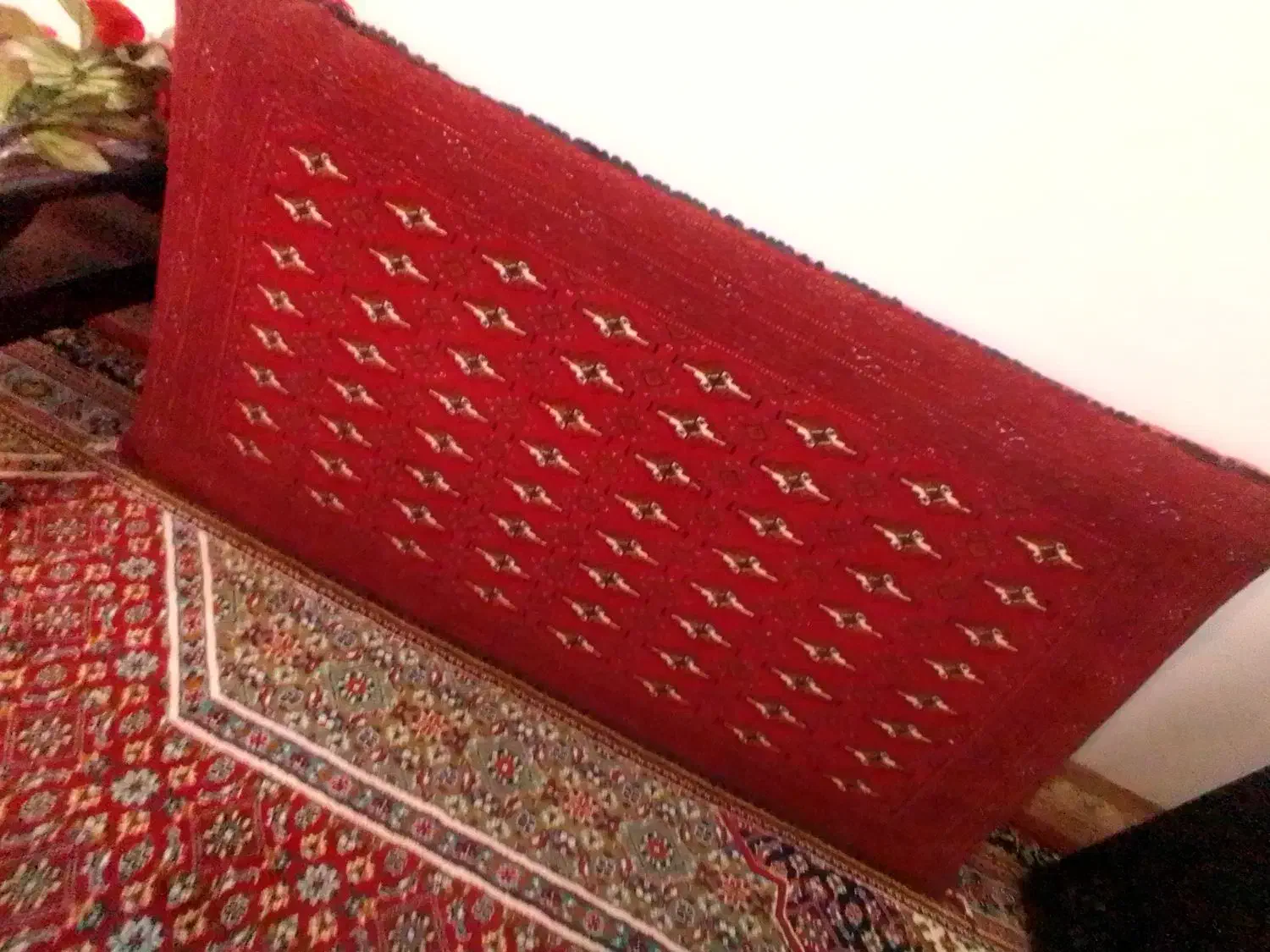 یک جفت پشتی ترکمنی آق قلا دست بافت|پشتی|کرمان, |دیوار