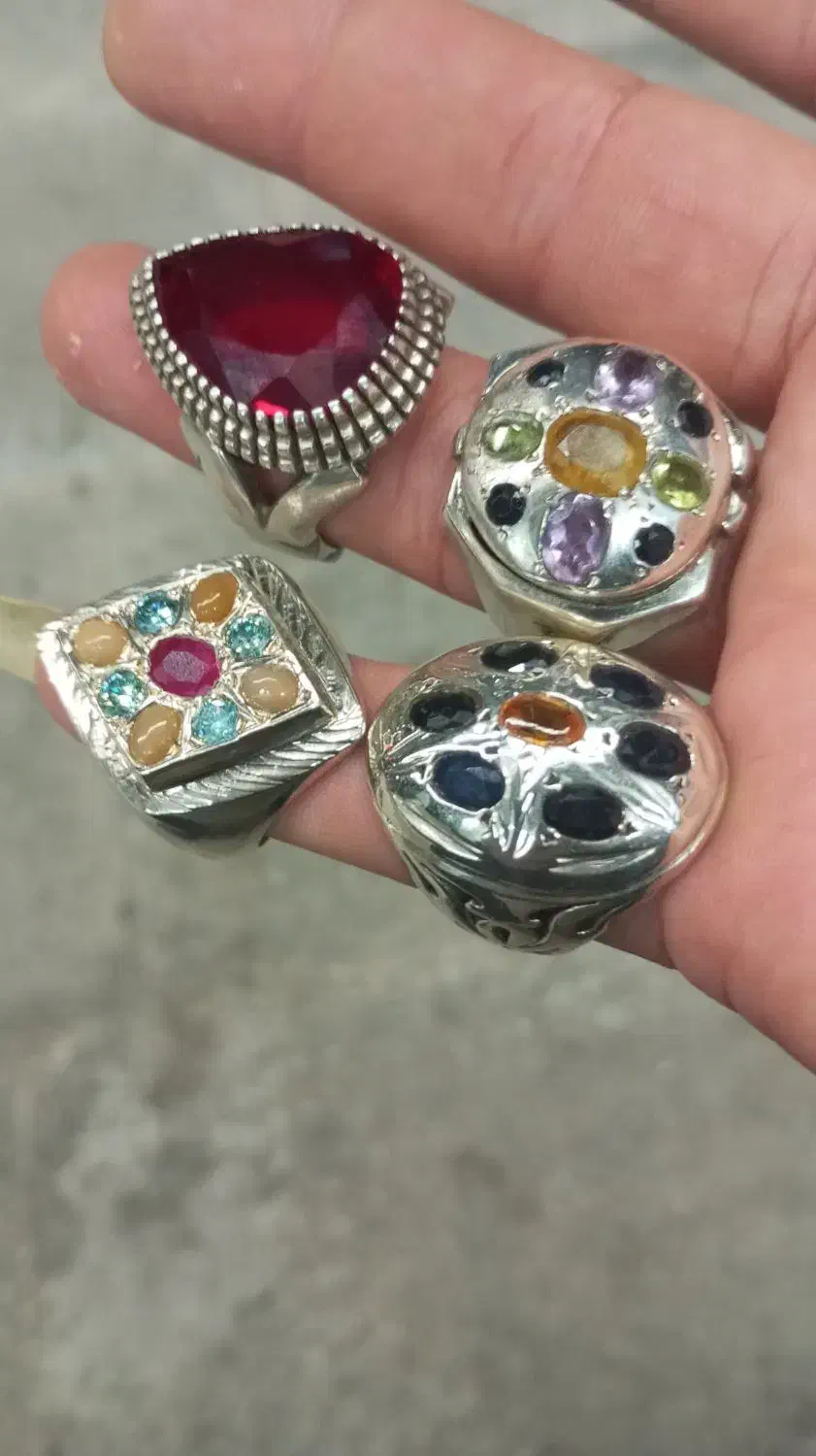 چهار عدد انگشتر نقره جواهری اوپال موزنایت یاقوت|جواهرات|اصفهان, فردوان|دیوار