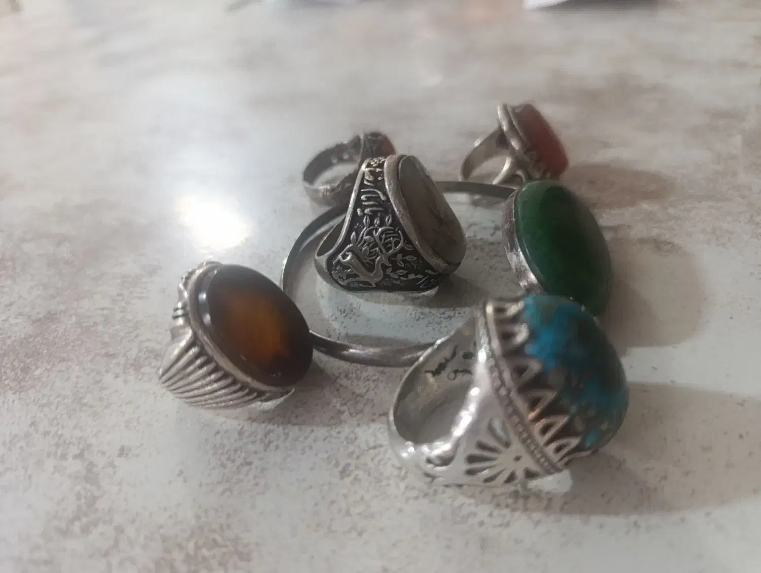 ۵ انگشتر نقره اصل|جواهرات|قائم‌شهر, |دیوار