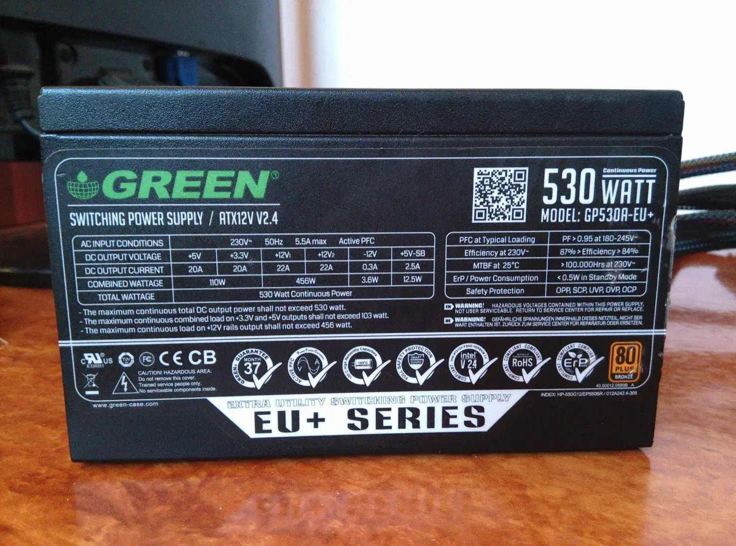 پاور گرین 530وات euپلاس 80plus برنز|قطعات و لوازم جانبی رایانه|کوهسار (البرز), |دیوار