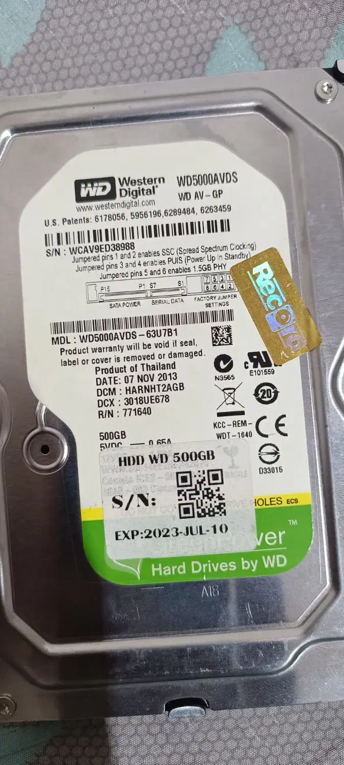 هارد ۵۰۰ گیگ رنگ سبز مخصوص دوربین مداربسته|دوربین مداربسته|رشت, چله خانه|دیوار