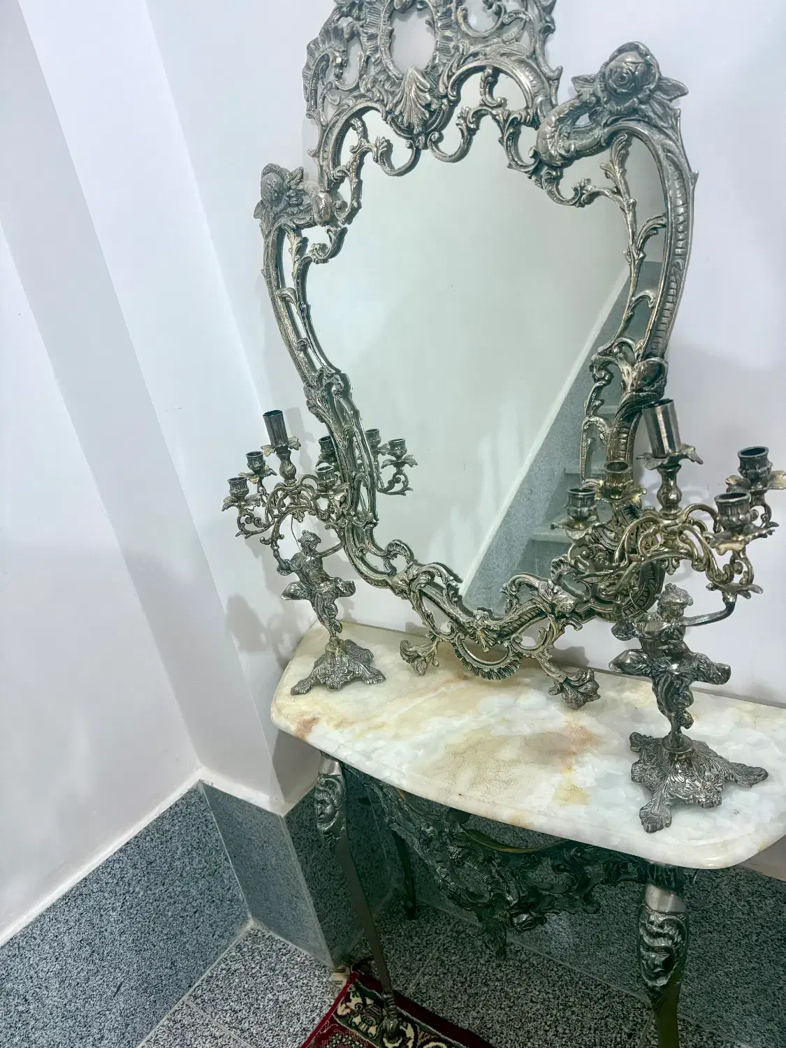 آینه کنسول برنز ، آینه شمعدان برنز|بوفه، ویترین، کنسول|میاندوآب, |دیوار