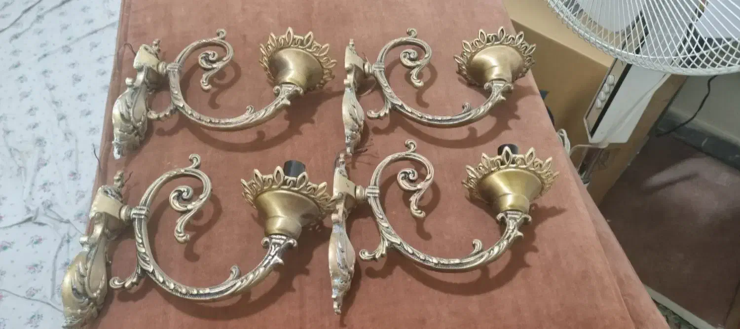 فروش 4 عدد دیوارکوب برنز قدیمی و سنگین|لوستر و چراغ آویز|کرمانشاه, |دیوار