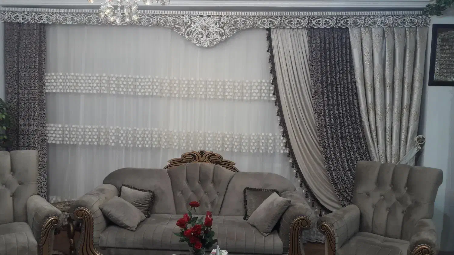 پرده به همراه کتیبه والان و زیر پرده ای و..|پرده، رانر، رومیزی|ضیابر, |دیوار