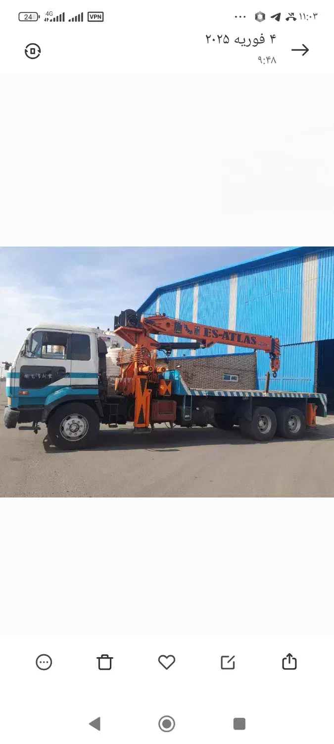 جرثقیل ماشین کفی نیسان دیزل و جک اطلس 15تن|خودرو سنگین|سنگان, |دیوار