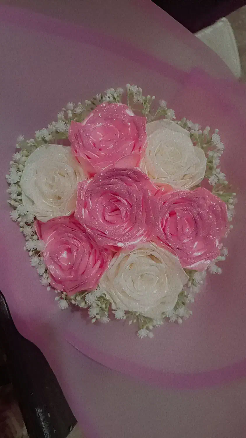 گل ربانی صورتی|گل مصنوعی|خوی, |دیوار