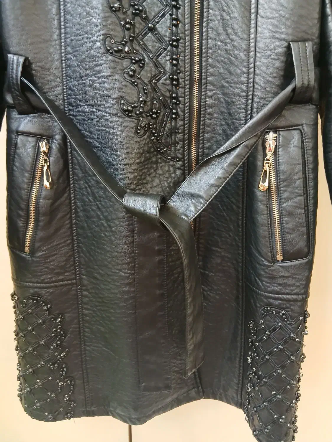 کت چرم زنانه نگین کاری|لباس|داران, |دیوار