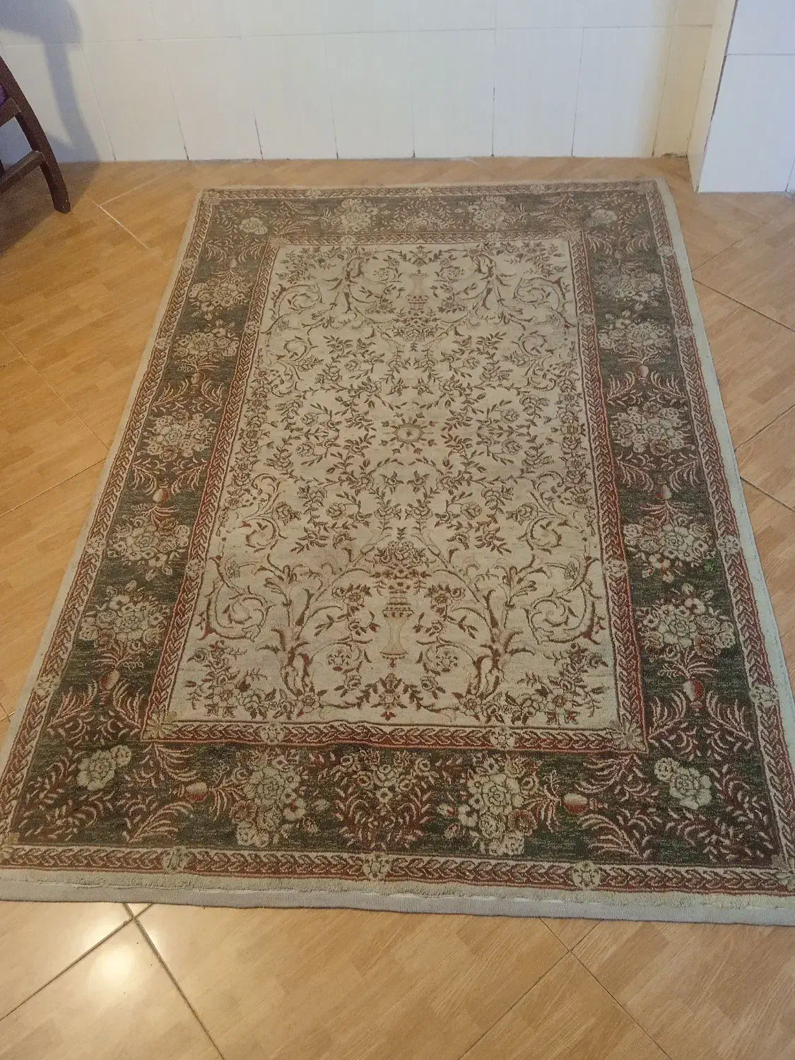 فروش فرش شگی قهوه ای + فرش زمینه کرم|فرش|گرگان, |دیوار