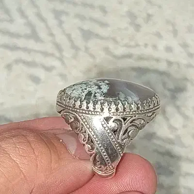 انگشتر نقره شجر دریای زنده|جواهرات|کرمانشاه, |دیوار