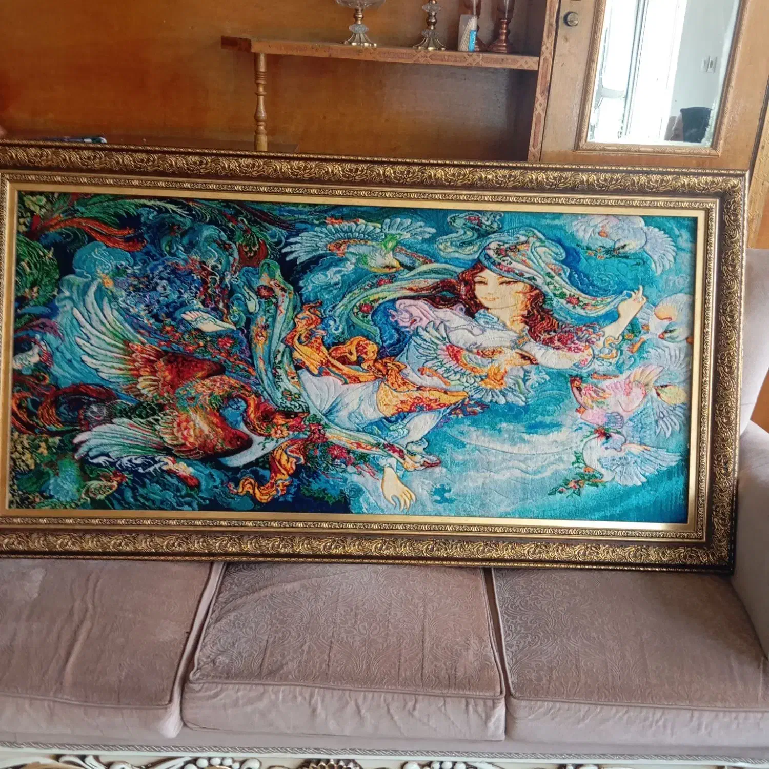 تابلو فرش چله ابریشم|تابلو فرش|فارسان, |دیوار