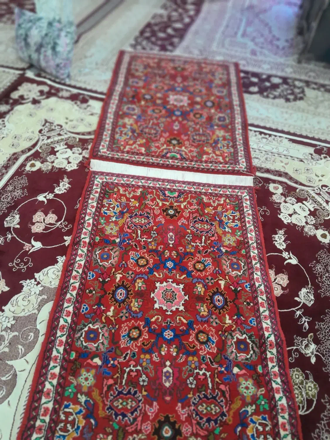 فرش زرونیم چارچنگ جفت|فرش|ملایر, |دیوار