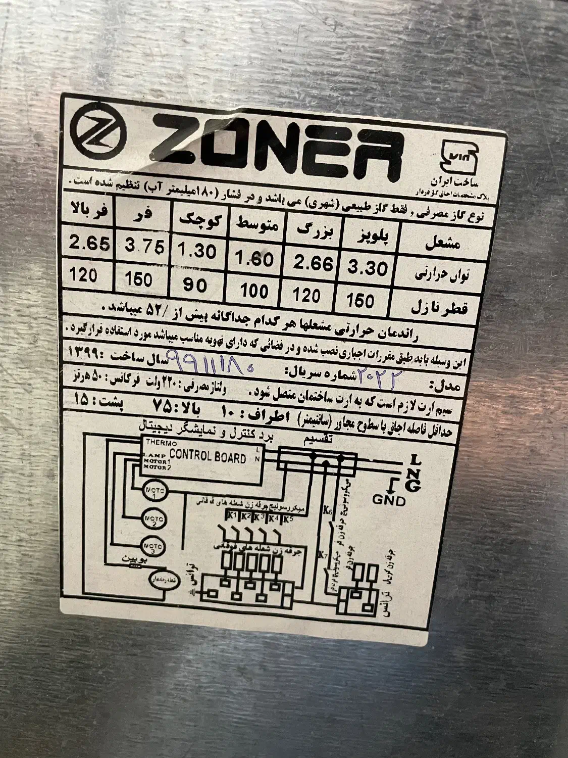 فرگاز زونر مدل ۲۰۲۲ طراحی ایتالیا|اجاق گاز و لوازم برقی پخت‌وپز|فولادشهر, A2|دیوار