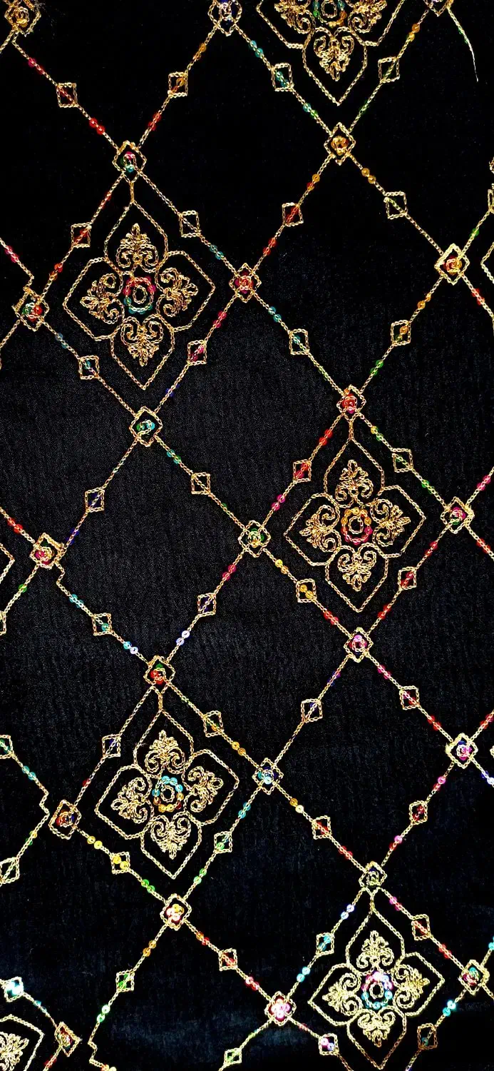 پارچه ابروبادی خامه دوزی پس زمینه مشکی|لوازم خیاطی و بافتنی|قم, بنیاد|دیوار