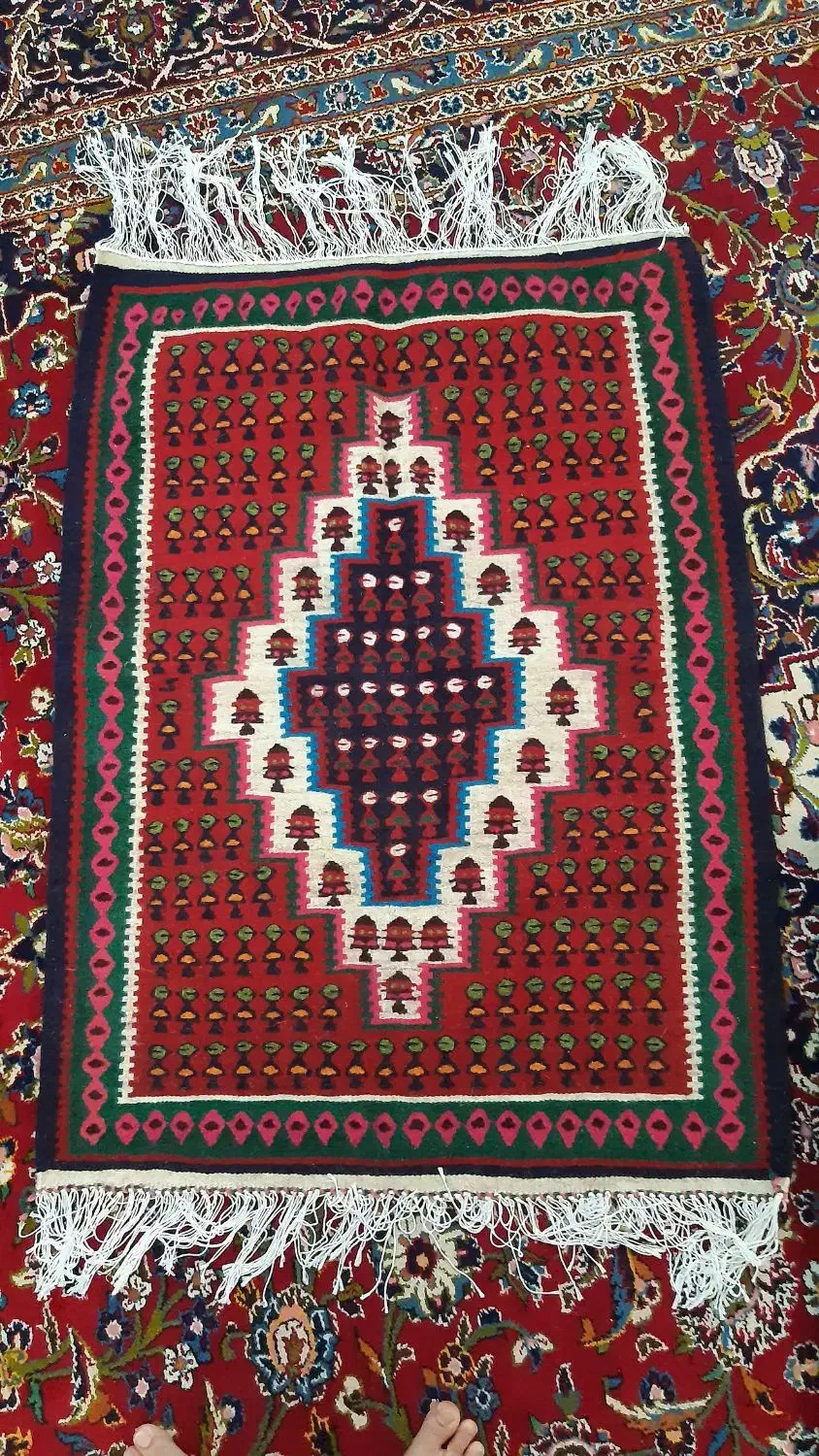 گلیم دست بافت پشمی|گلیم، جاجیم، گبه|هرسین, |دیوار