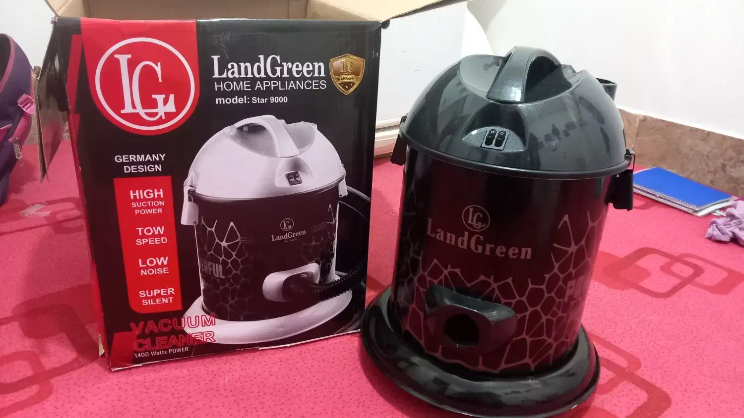 جاروبرقی نو لند گرین ۹۰۰۰۰ وات .|جاروبرقی، جارو شارژی، بخارشو|بردسکن, |دیوار