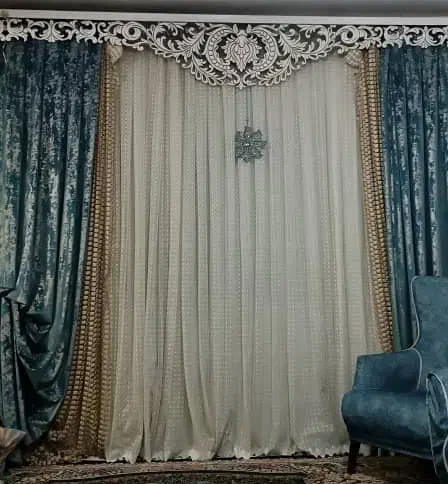 فروش پرده ب همراه کتیبه|پرده، رانر، رومیزی|امیدیه, |دیوار