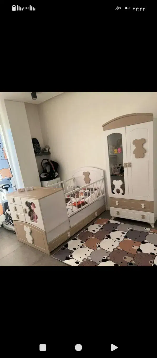 سرویس چوب سیمونی مدل تدی کمد ویترین تخت نوزاد|تخت و سرویس خواب|لنگرود, |دیوار