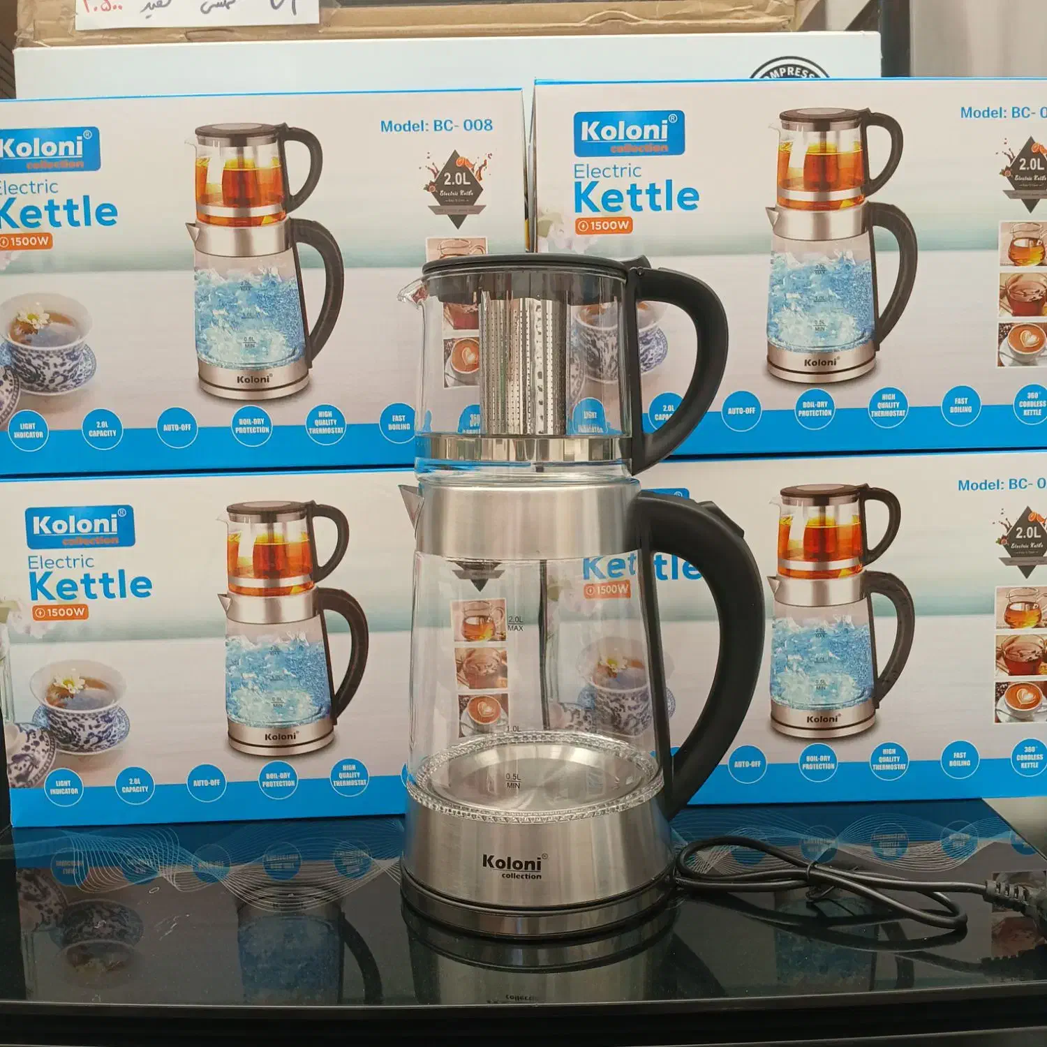 چایساز کلونی روهمی پیرکس نور LEDچراغ گارانتی ارسال|سماور، چای‌ساز، قهوه‌ساز|مشهد, طلاب|دیوار