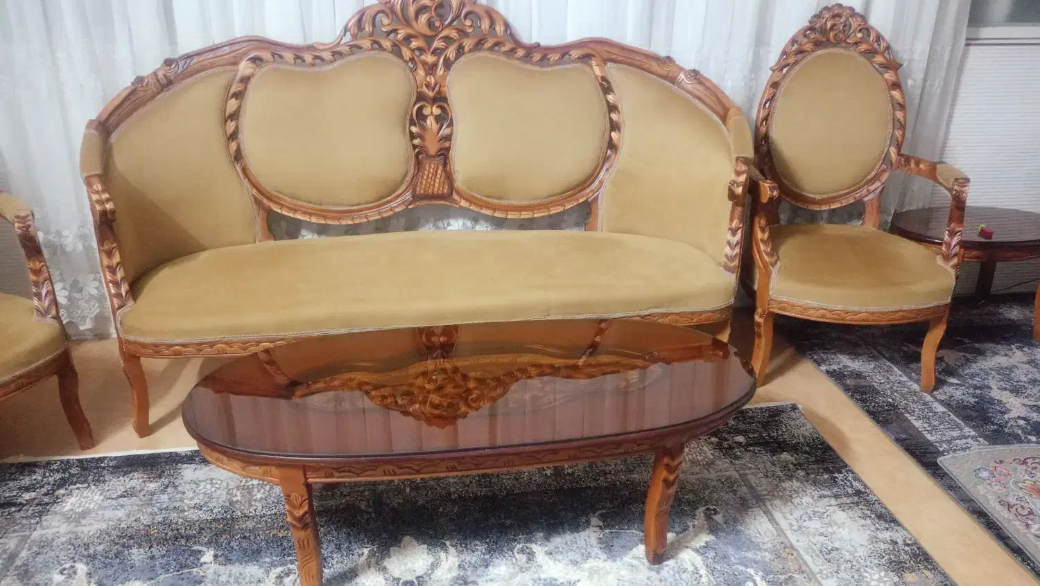 مبل استیل 9 نفره چوب گردو|مبلمان خانگی و میز عسلی|باغستان, |دیوار