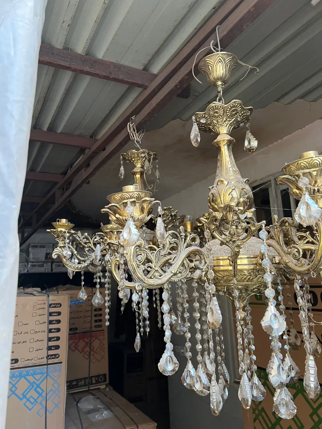 لوستر برنجی دو عدد|لوستر و چراغ آویز|قرچک, باقرآباد|دیوار