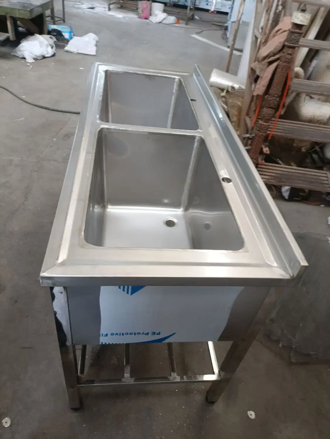 سینک استیل 2 لگن رستورانی|آب‌چکان و نظم‌دهنده ظروف|رباط‌کریم, شهرک صنعتی ده‌حسن|دیوار