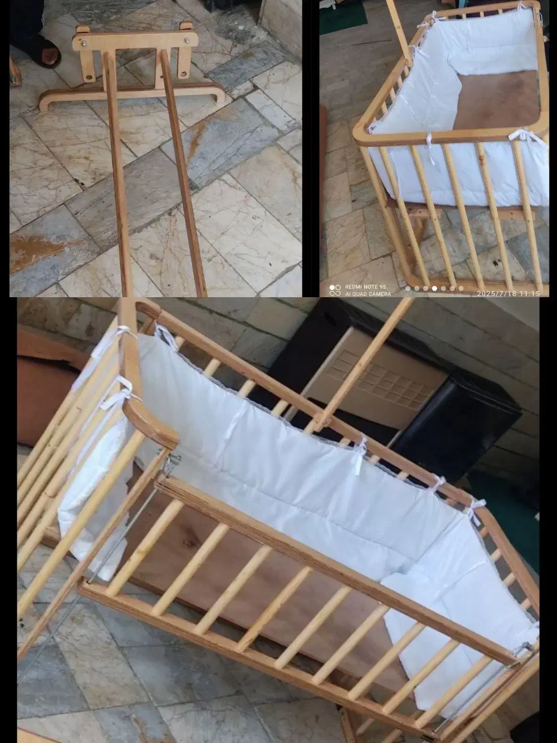 گهواره کنار تخت مادر چوبی|تخت و صندلی بچه|الیگودرز, |دیوار