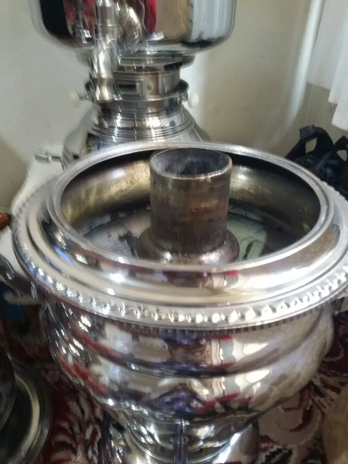 سماور گازی برادران غفاری قدیمی سنگین 8لتری|قوری، کتری، قهوهساز دستی|صوفیان, |دیوار