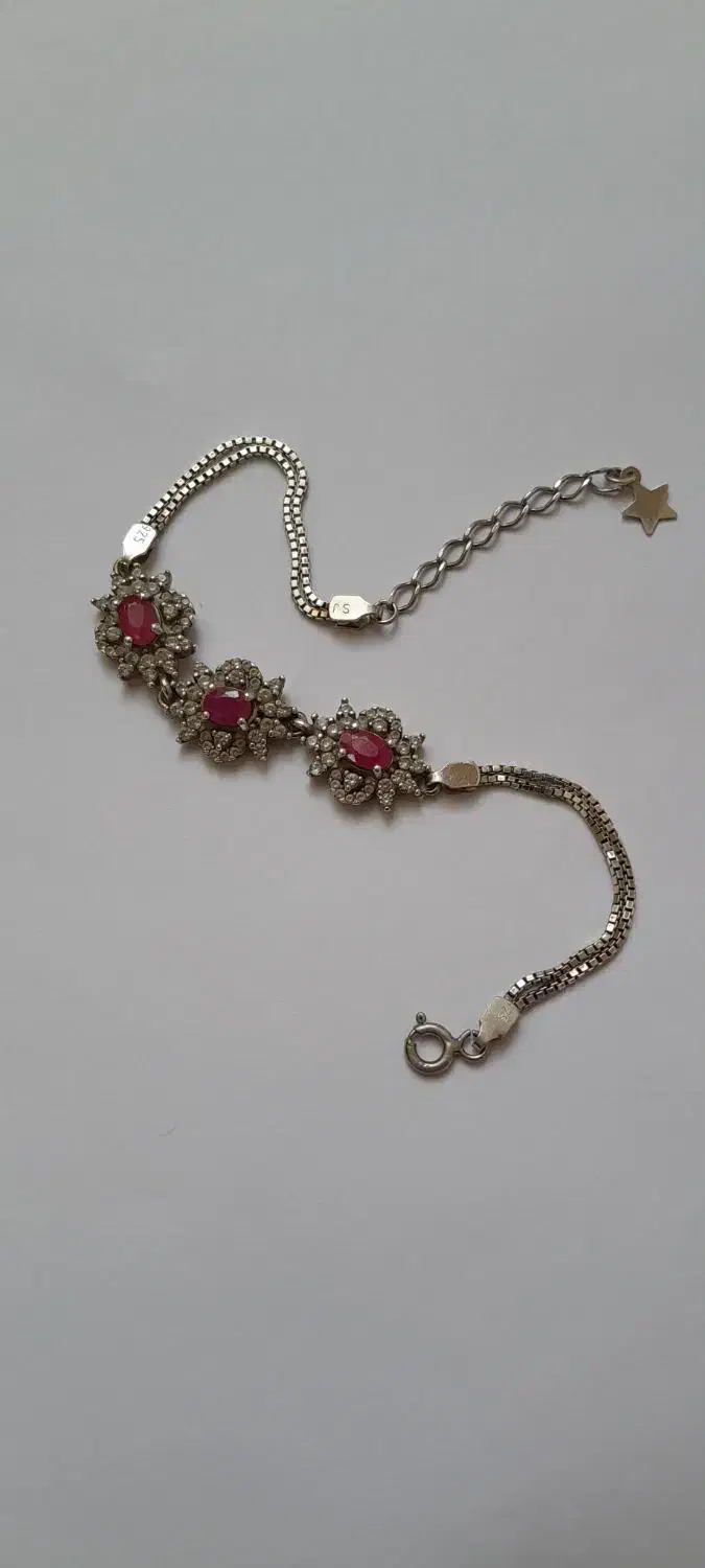 دستبند نقره با نگین یاقوت|جواهرات|نجف‌آباد, کشاورز|دیوار