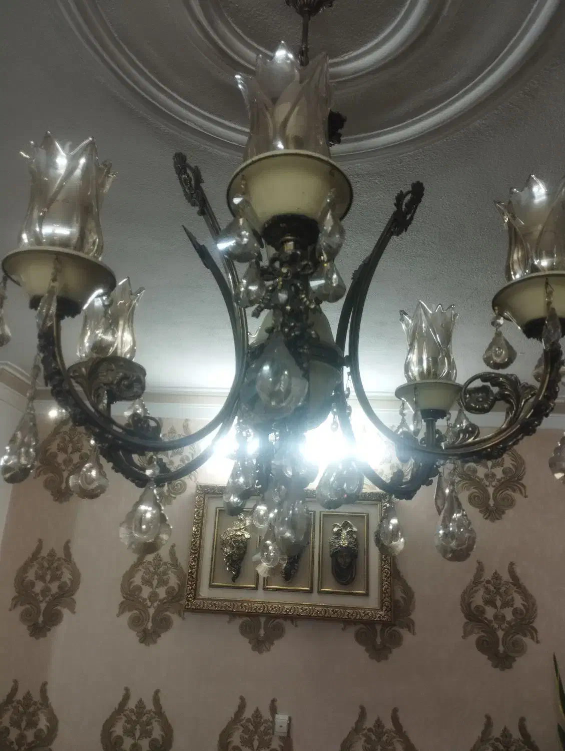 لوستر برنج ۶شاخه ای|لوستر و چراغ آویز|شهریار, شهریار|دیوار