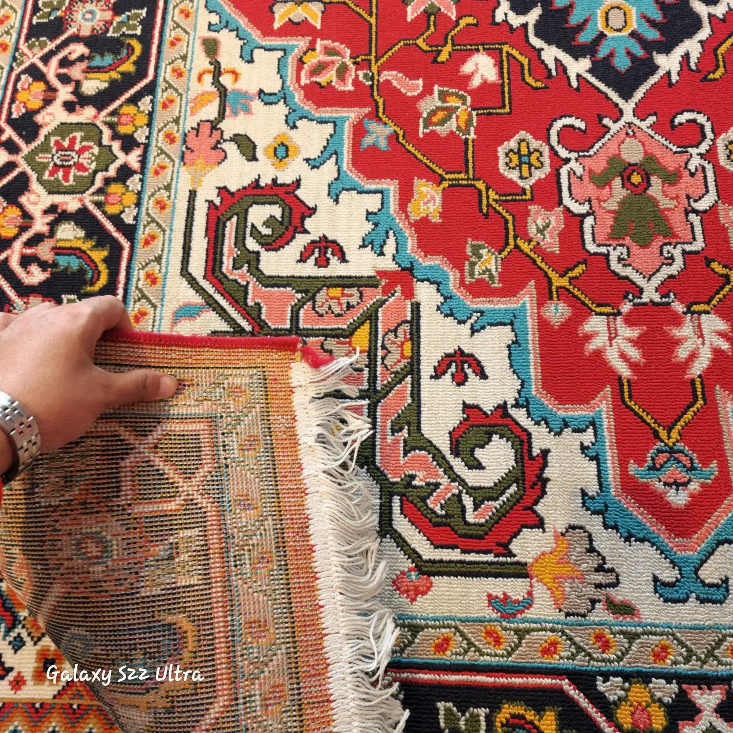 گلیم ۳۲۰ شانه کویریزد ، کنف ، طرح سنتی|گلیم، جاجیم، گبه|قوچان, |دیوار