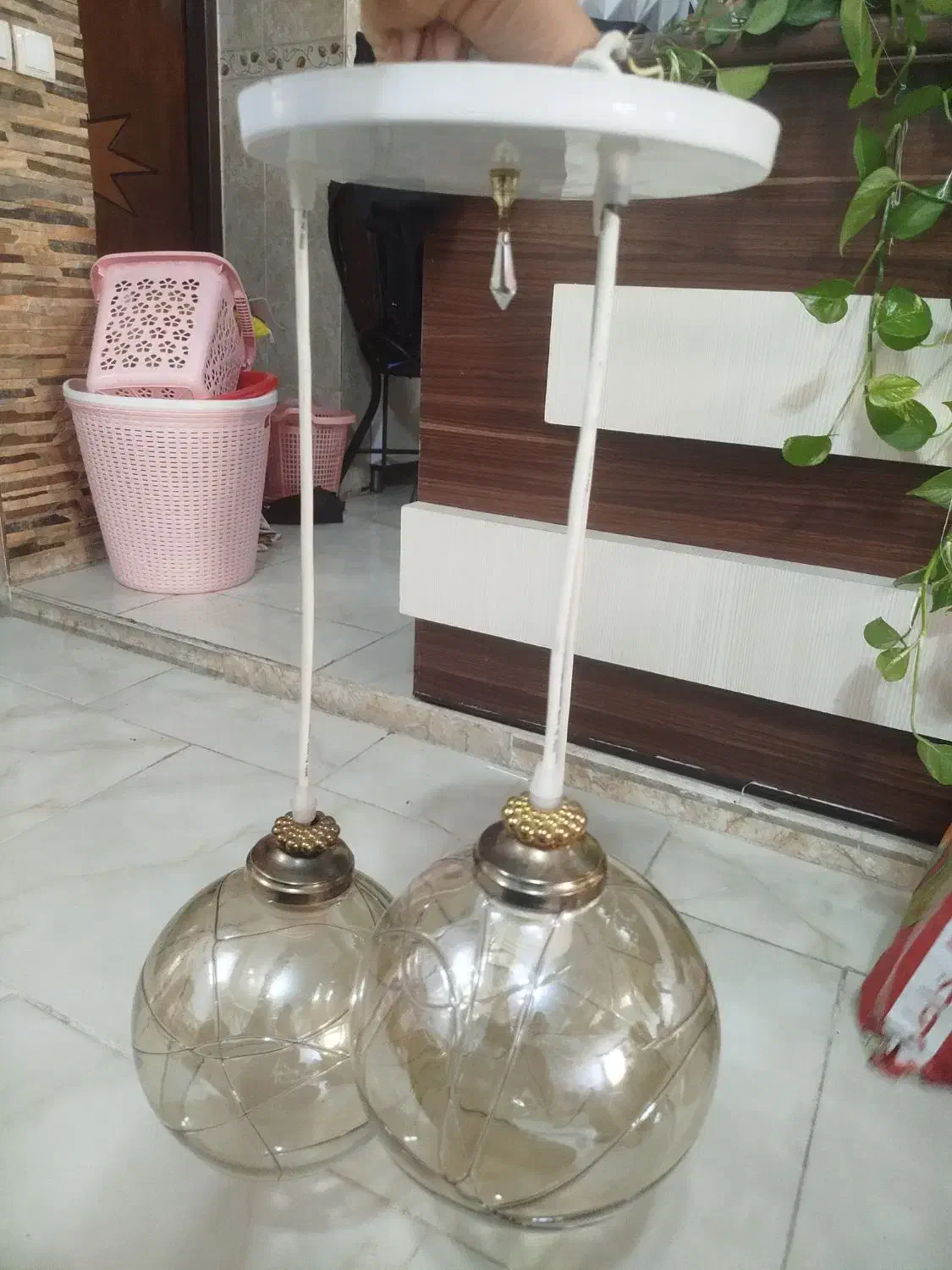 لوستر توپی دودی|لوستر و چراغ آویز|اصفهان, خانه اصفهان|دیوار