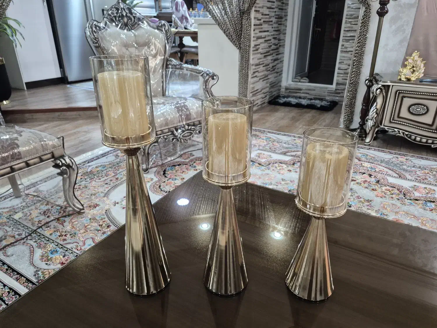 جاشمعی طلایی رنگ سه عدد|صنایع دستی و سایر لوازم تزئینی|اهواز, گلستان|دیوار